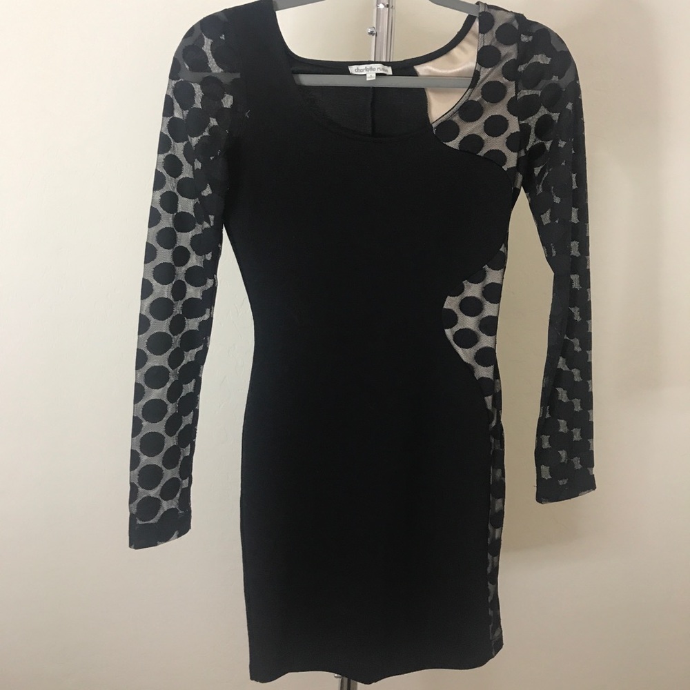 Long sleeved mini black dress
